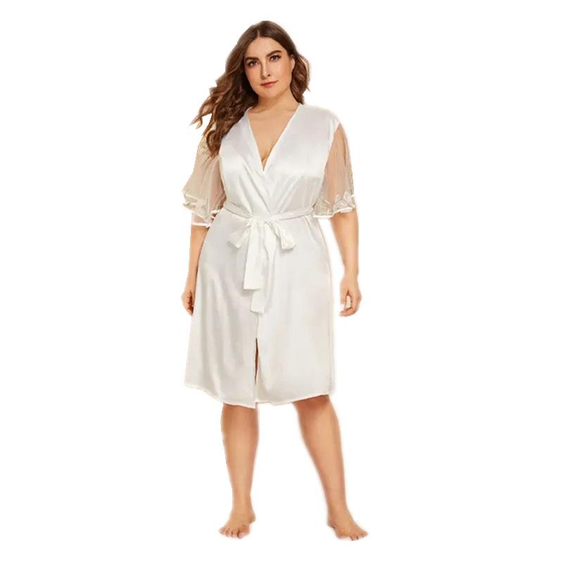 Plus Size Women Clothes Sexy Cardigan Pajamas
