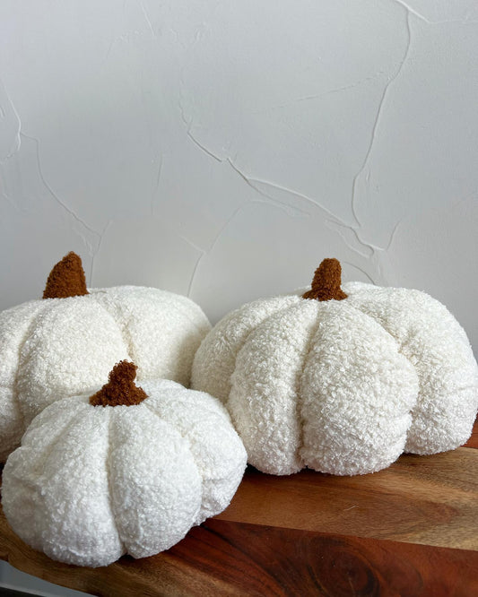 Boucle pumpkin pillows