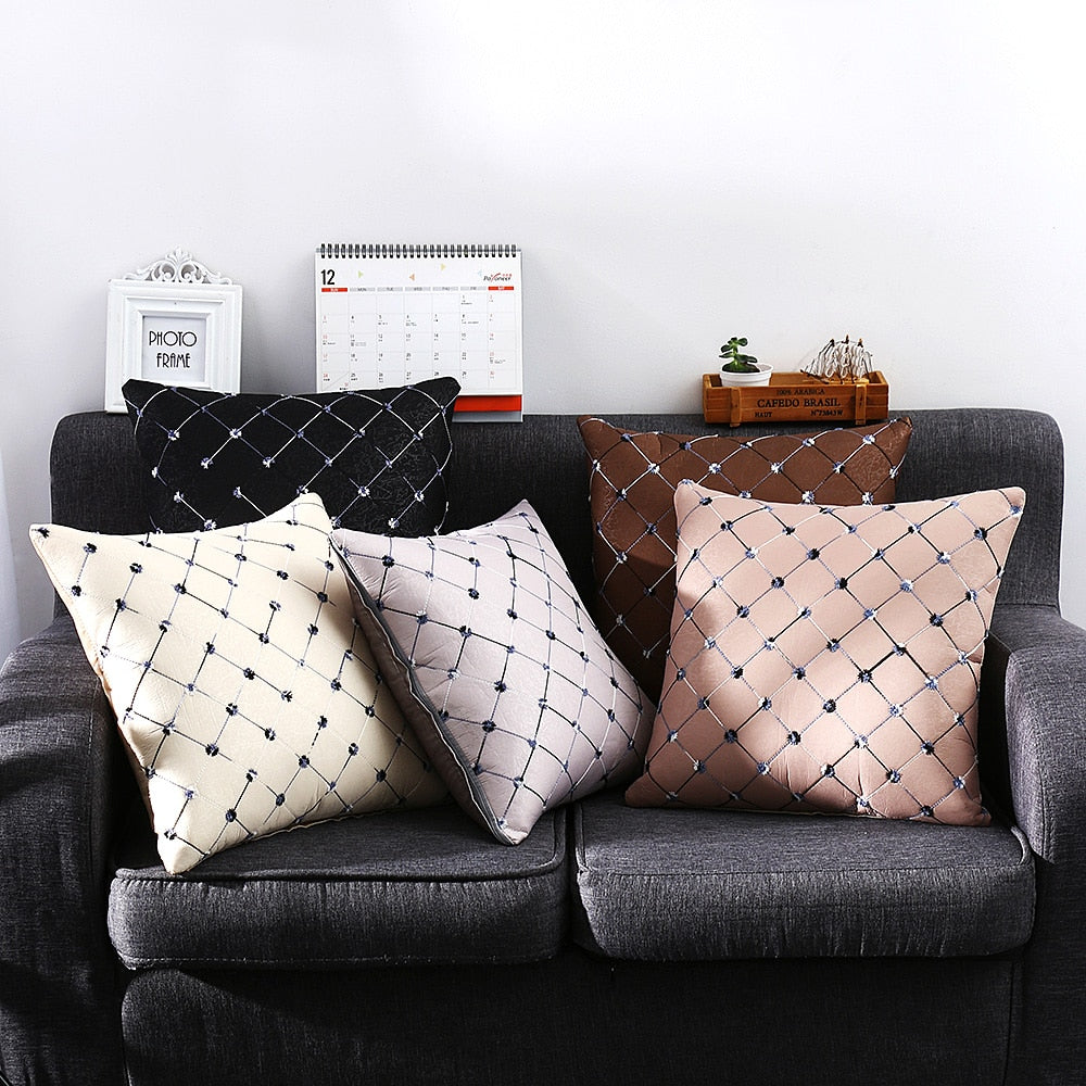 Fashion Grid Bed Sofa Throw Pillow