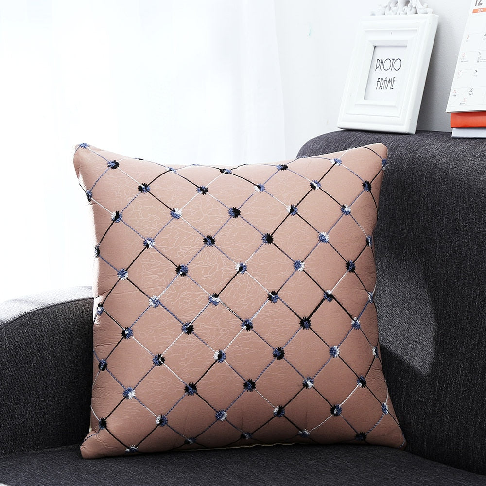 Fashion Grid Bed Sofa Throw Pillow