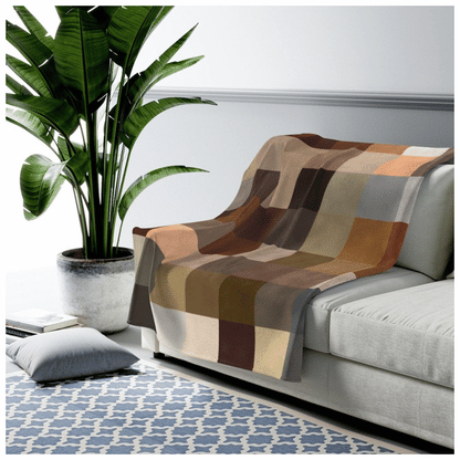 Decorative Throw Blanket Brown Multi Color Block Pattern