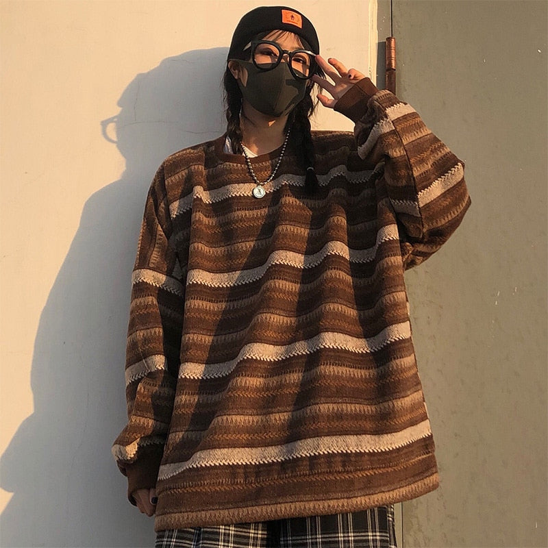 Vintage Striped Oversize Sweater