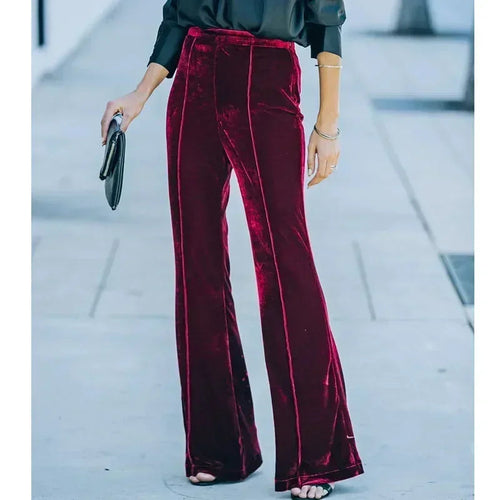 Velvet Flared High Waist Women Pants