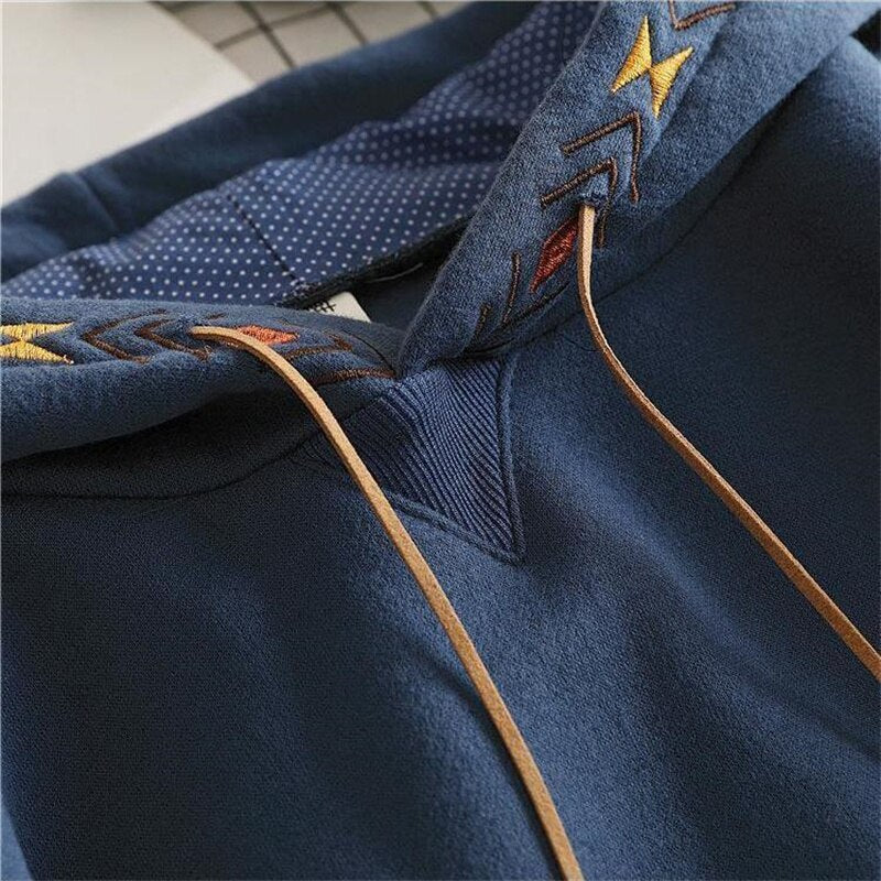 Causal Loose Hooded Sweatshirt with Drawstring