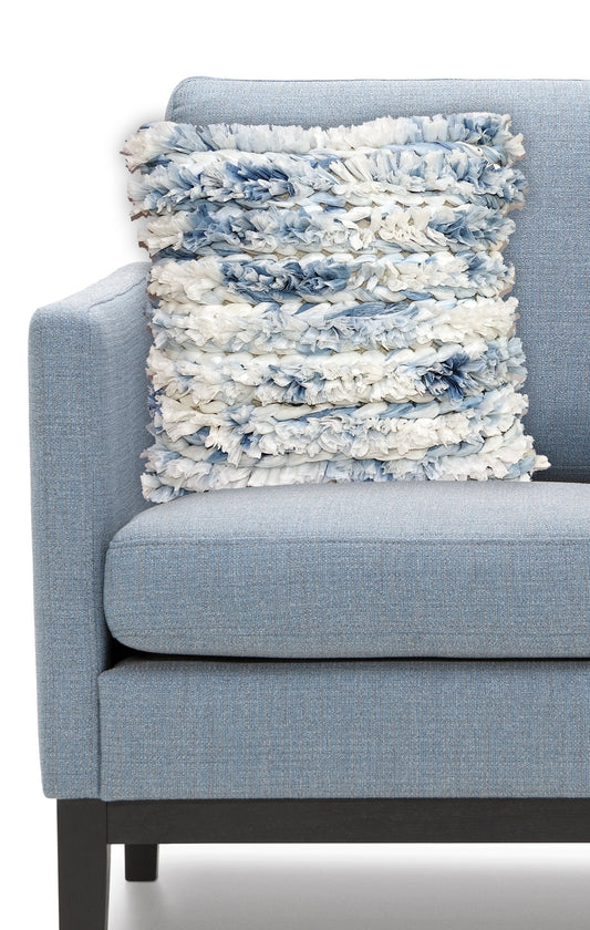 Chicos Home Throw Pillow Cover Blue & White Furry – Plush Elegance for Your Living Space