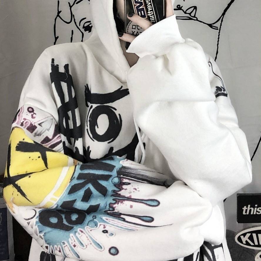 Oversized Gothic Cartoon Hip Hop Hoodie