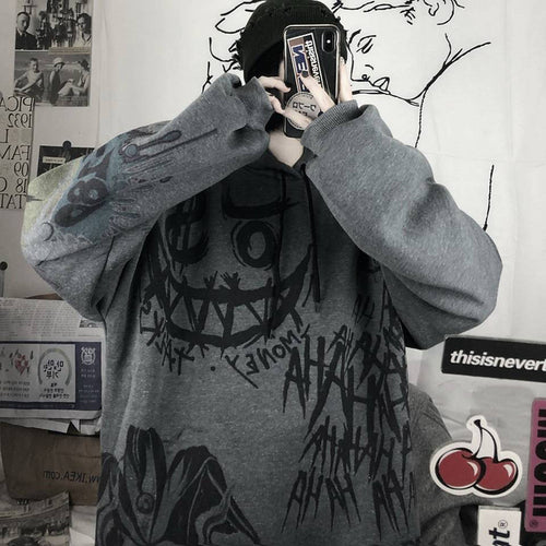 Oversized Gothic Cartoon Hip Hop Hoodie