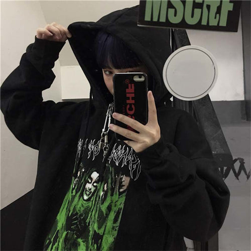 Oversized Gothic Cartoon Hip Hop Hoodie