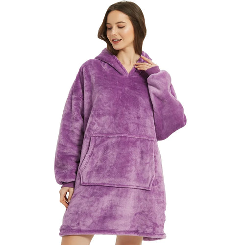 Winter Warm Hooded Blanket with Sleeves