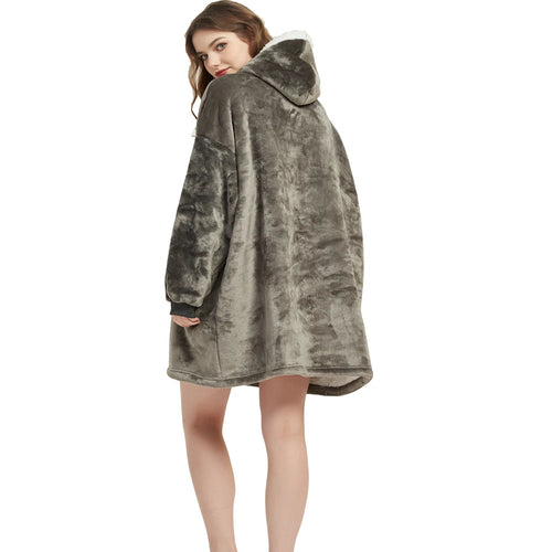 Winter Warm Hooded Blanket with Sleeves