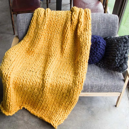 Large Soft Chunky Knitted Plaids Blanket