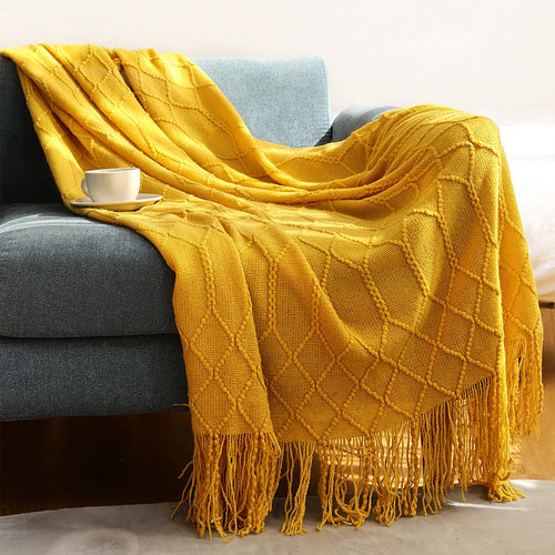 Inya Luxury Knitted Throw Blankets with Fringe