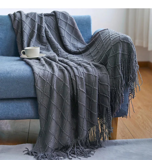 Inya Luxury Knitted Throw Blankets with Fringe