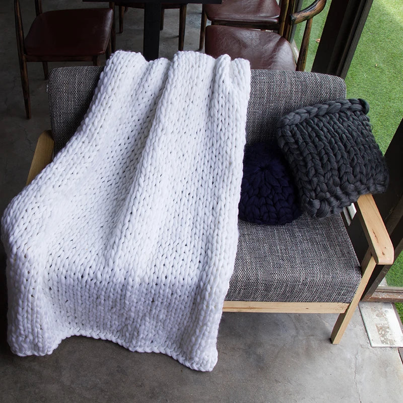 Large Soft Chunky Knitted Plaids Blanket