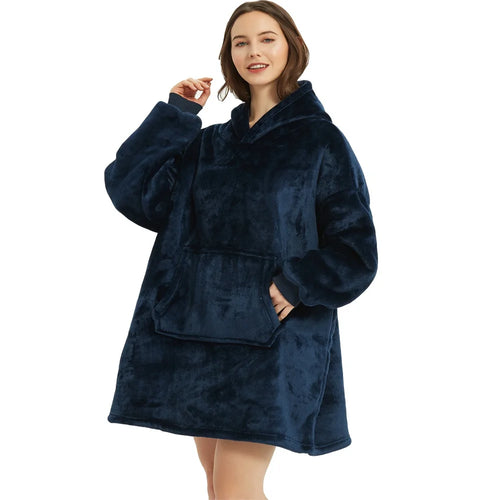 Winter Warm Hooded Blanket with Sleeves
