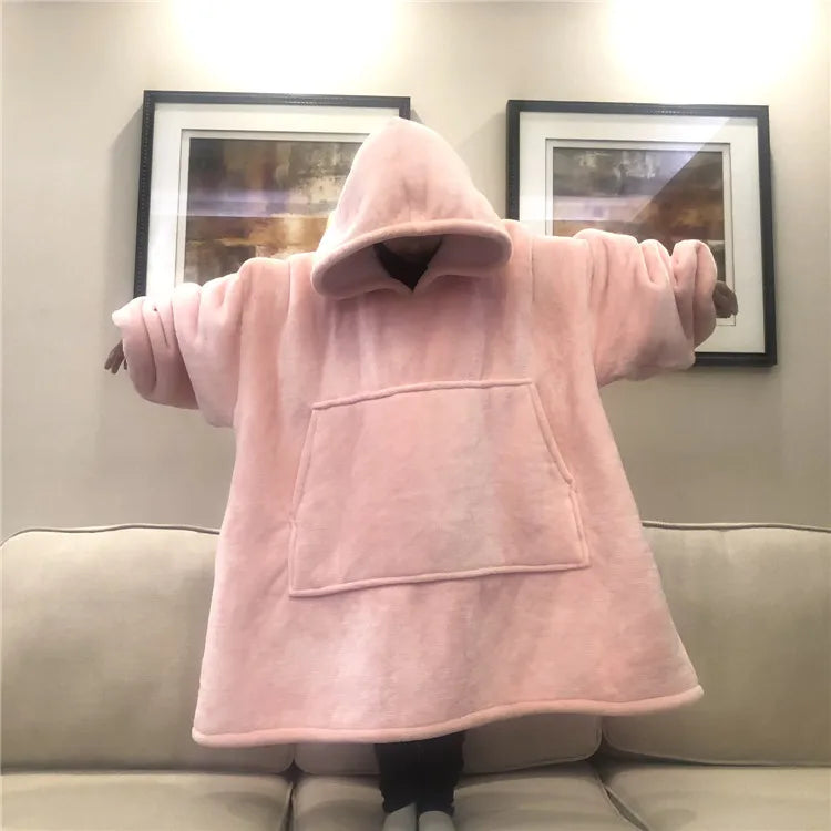 Winter Warm Hooded Blanket with Sleeves