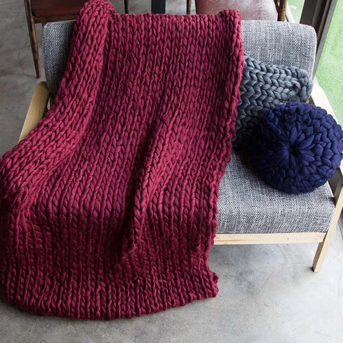 Large Soft Chunky Knitted Plaids Blanket