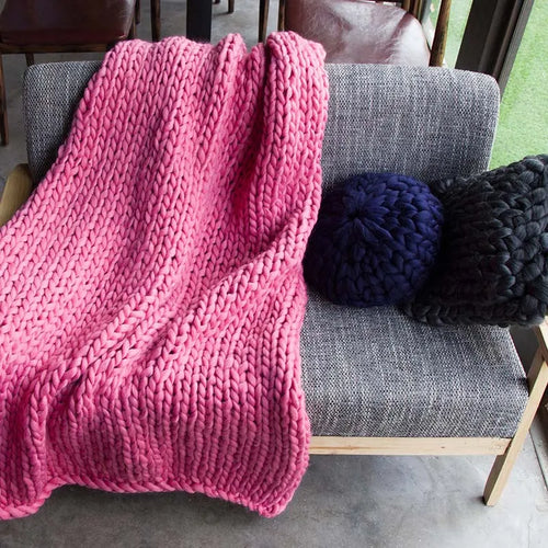 Large Soft Chunky Knitted Plaids Blanket
