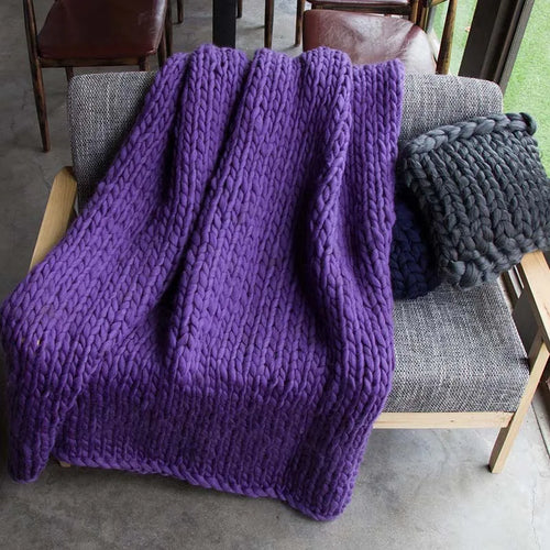 Large Soft Chunky Knitted Plaids Blanket