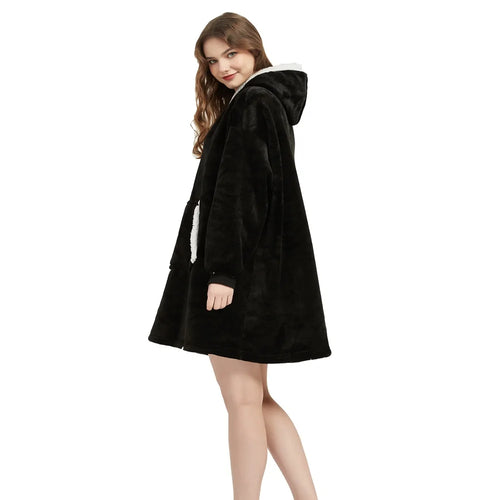 Winter Warm Hooded Blanket with Sleeves