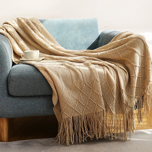 Inya Luxury Knitted Throw Blankets with Fringe
