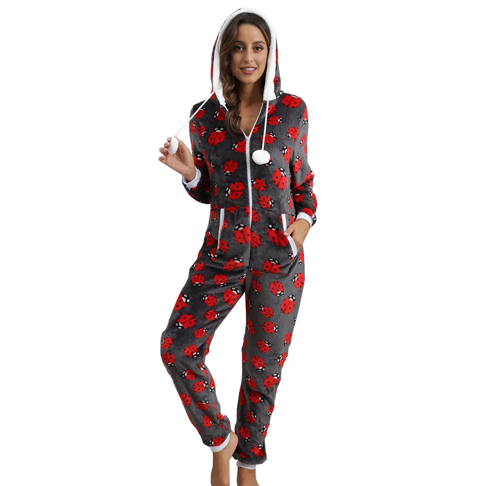 Warm Flannel Pajama Onesies for Women