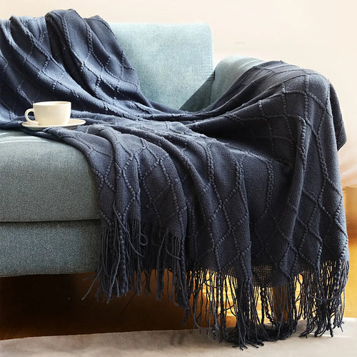 Inya Luxury Knitted Throw Blankets with Fringe