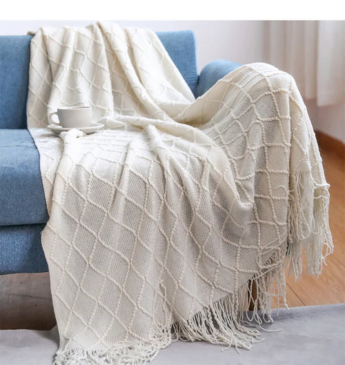 Inya Luxury Knitted Throw Blankets with Fringe