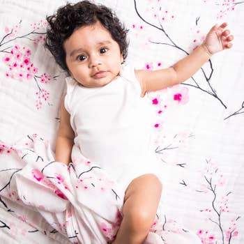Organic Swaddle Set - Sakura (Cherry Blossom + Pink Stripe) | Soft Cotton Baby Swaddles