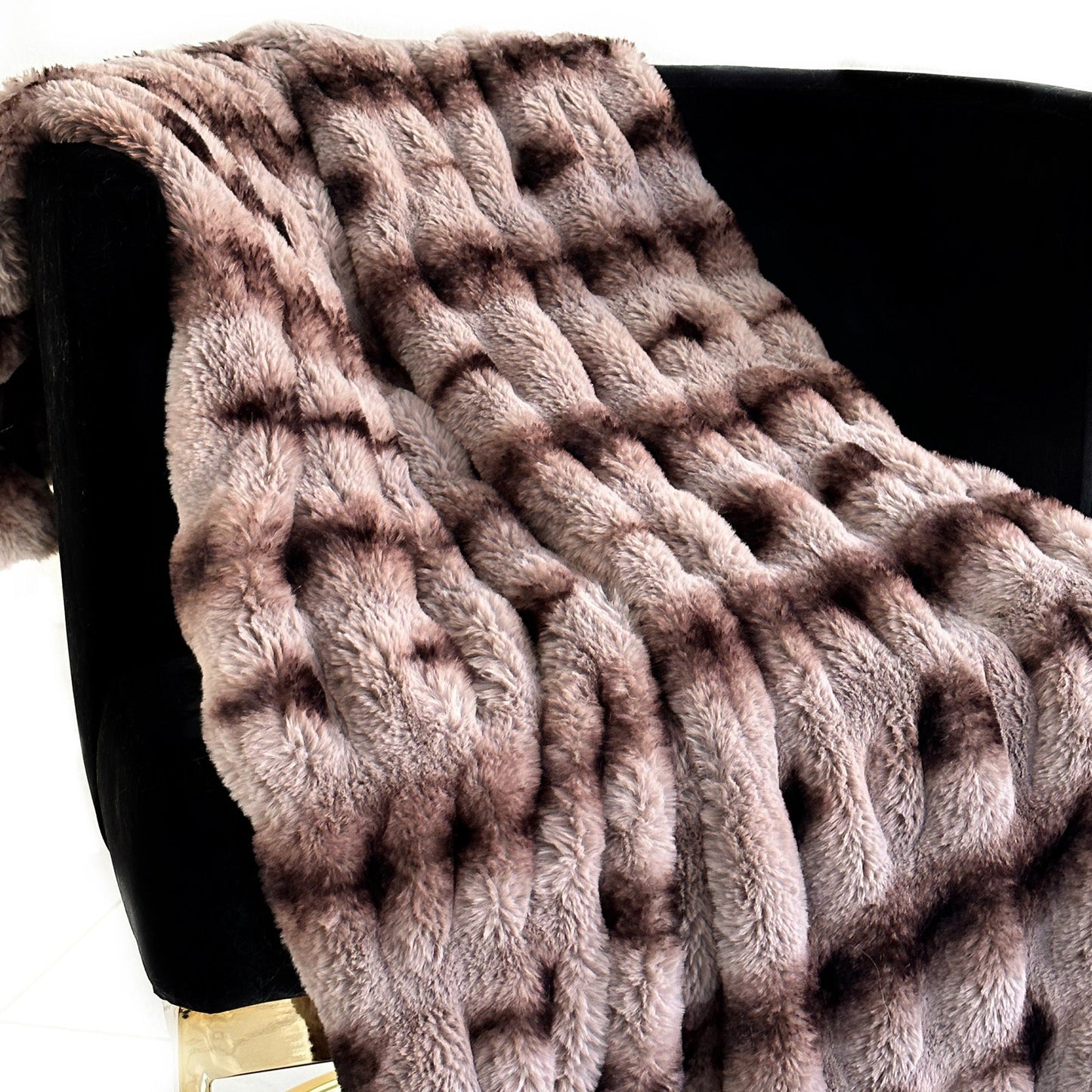 Plutus Brown Fluffy Bunni Faux Fur Throw Blanket