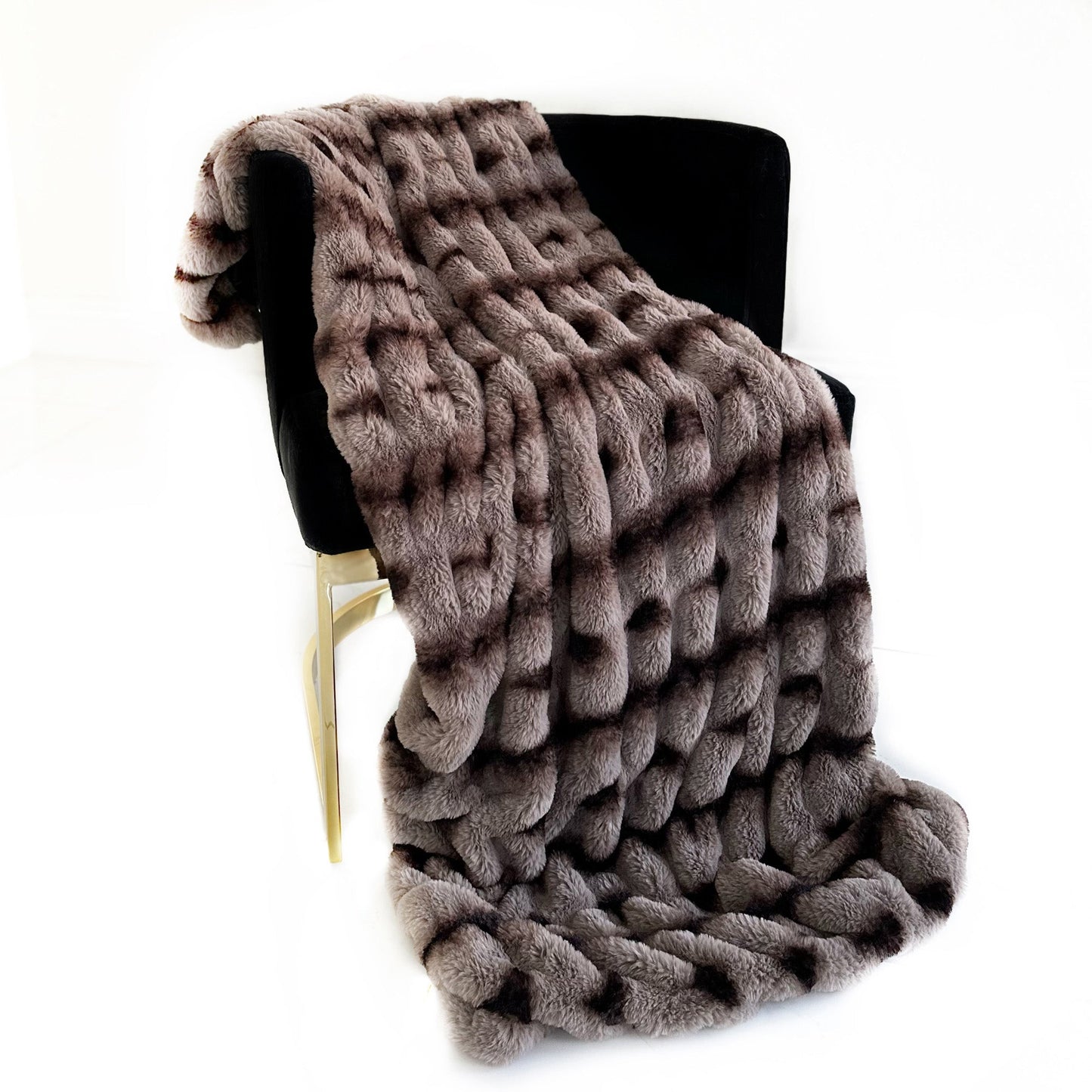 Plutus Brown Fluffy Bunni Faux Fur Throw Blanket