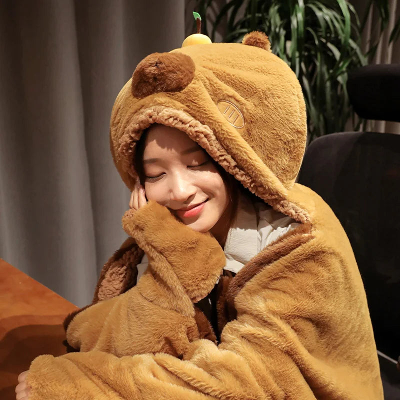 Lovely Plush Soft Cloak | Capybara or Black Cat