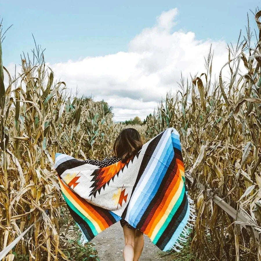 Striped Mexican Serape Blanket
