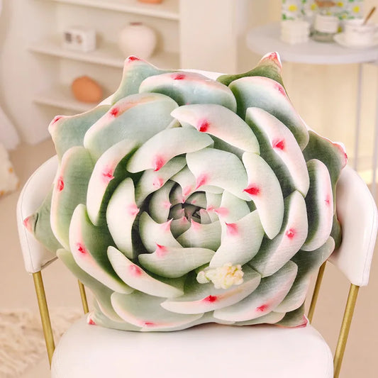Inyahome 3D Succulents Cactus Decorative Throw Pillow