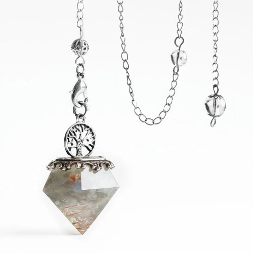 Orgone Aquamarine Crystal Pendulum Reiki Natural Stone Pendant Tree of