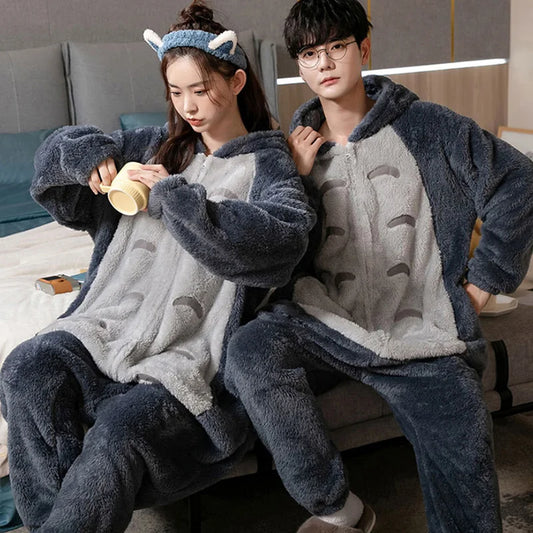 Fleece Cartoon Onesies for Adults – Totoro & Pikachu Cozy Fun!