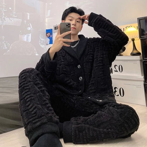 Men's Winter Thick Warm Flannel Pajama Sets