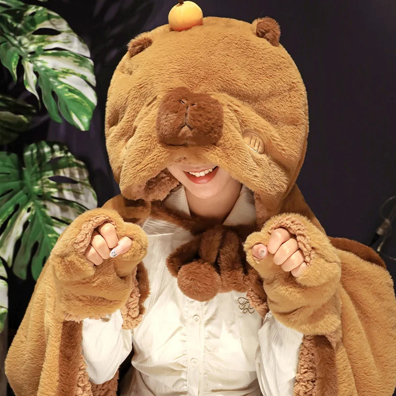 Lovely Plush Soft Cloak | Capybara or Black Cat