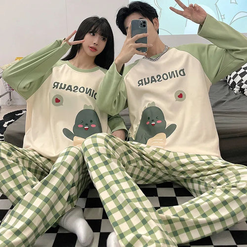 Dinosaur Cartoon Cotton Pajamas for Adults