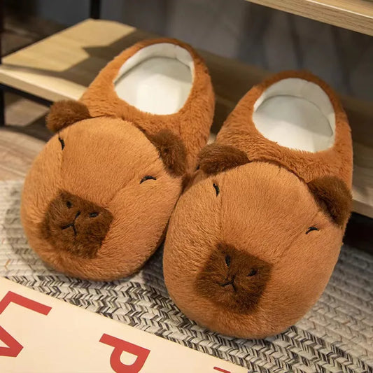 Cute Cartoon Capybara Cotton Slippers – Plush Footwear for Cozy, Relaxed Vibes