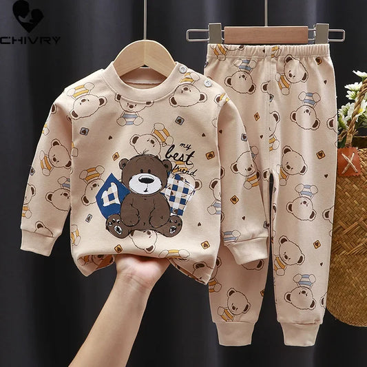 Cartoon Print Pajama Sets – Long Sleeve Bedtime Bliss for Kids