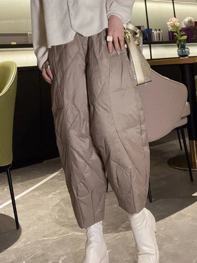 Down Cotton Warm Winter Thick Harem Capris Pants