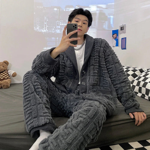 Men's Winter Thick Warm Flannel Pajama Sets
