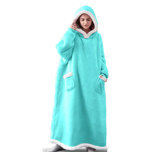 Long Hooded Winter Blanket With Sleeves