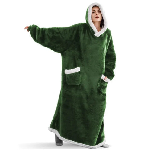 Long Hooded Winter Blanket With Sleeves