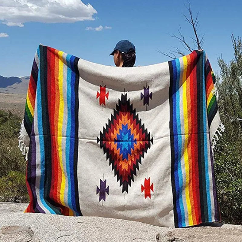 Striped Mexican Serape Blanket – A Fiesta of Color and Comfort
