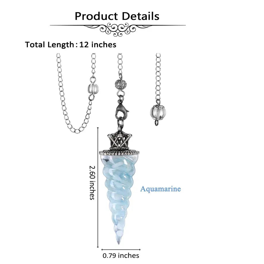 Resin 7 Chakra Aquamarines Pendulum Natural Chip Stone Crystal Pendant