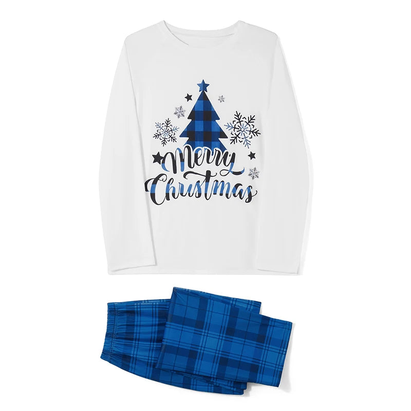 Family Matching Christmas Pajamas in Blue