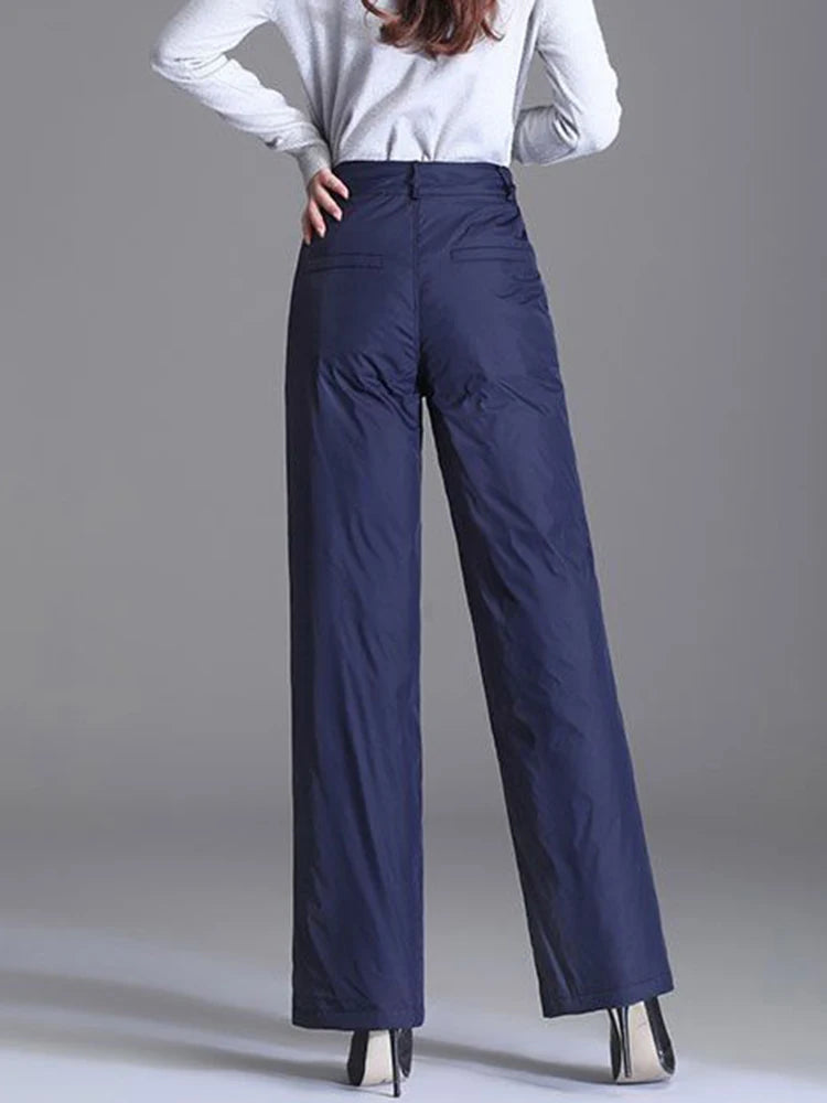Winter High Waist Down Cotton Wide Leg Pants
