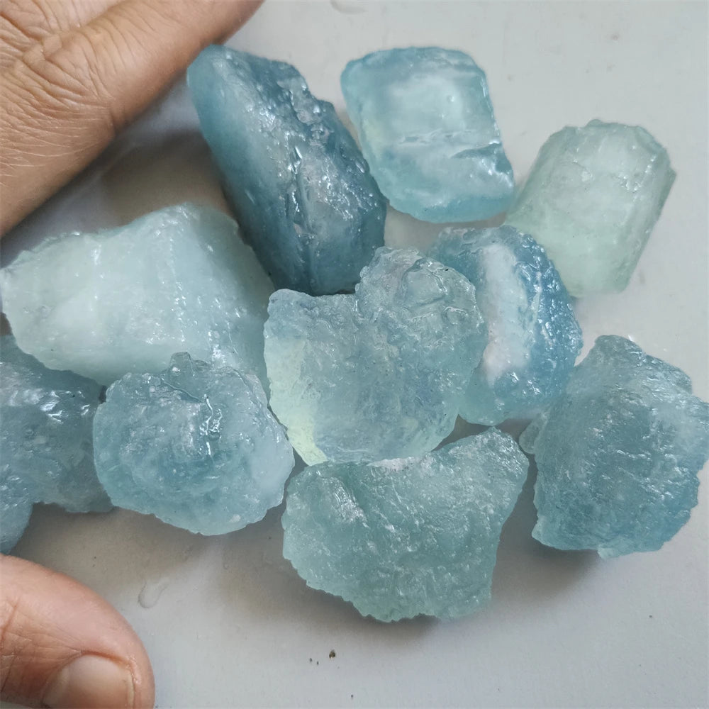 Natural Decor Aquamarine Quartz Beryl Gemstone Crystal Stone Mineral